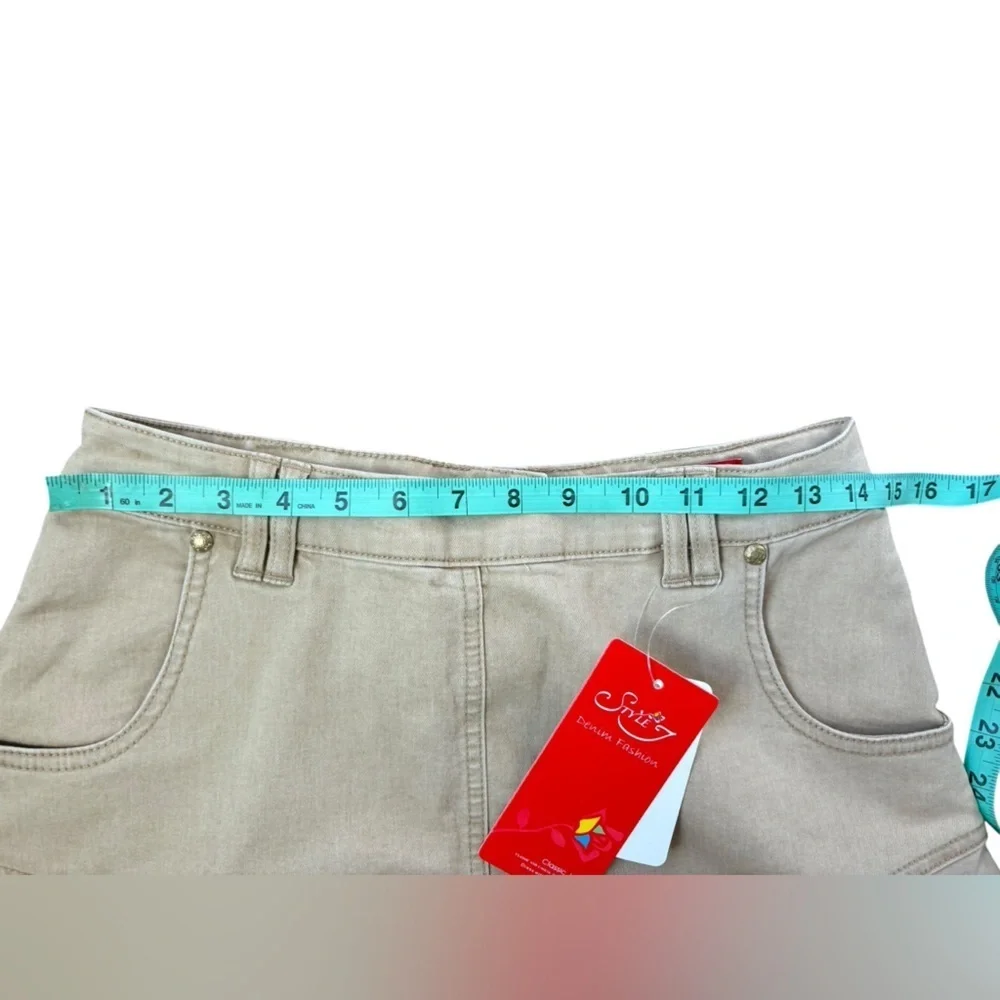 Style J Elegant Tan Women’s long denim stretch Skirt cream size medium/8 - Picture 4 of 9